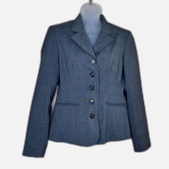 Van Heusen Stretch Women's Blazer Gray Plaid 5 Button Lined Size Small - Picture 1 of 10